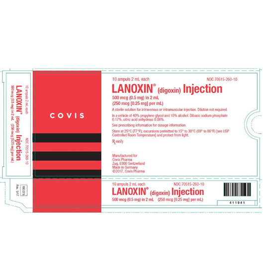 Lanoxin (digoxin) Injection Adult, 10 Ampuls, 2 mL