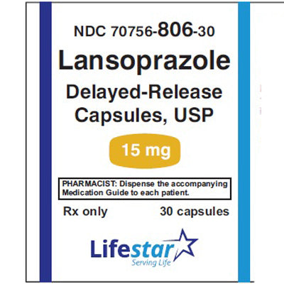 Lansoprazole 15 mg Delayed-Release Capsules by Lifestar 30 Count (RX)