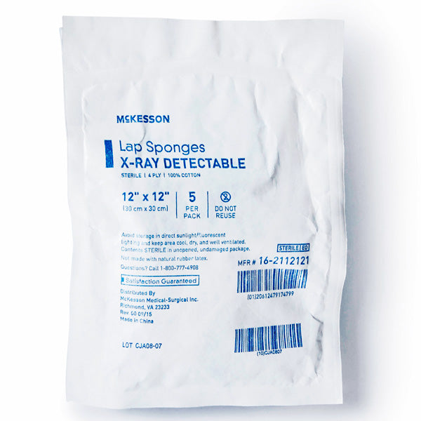 Laparotomy Sponge Surgical X-Ray Detectable Cotton, Sterile (5-Pack)