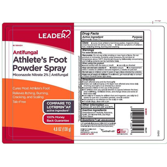 Leader Athlete's Foot Powder Spray Miconazole Nitrate 2%, 4.6 oz