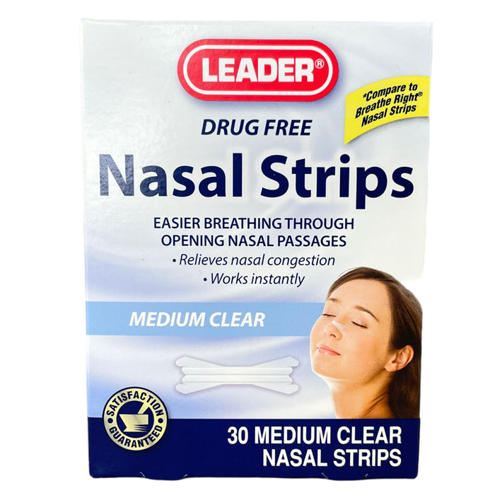 Breathing Nasal Strips Medium Clear Nasal Strips 30 Count (Compare to Breathe Right)