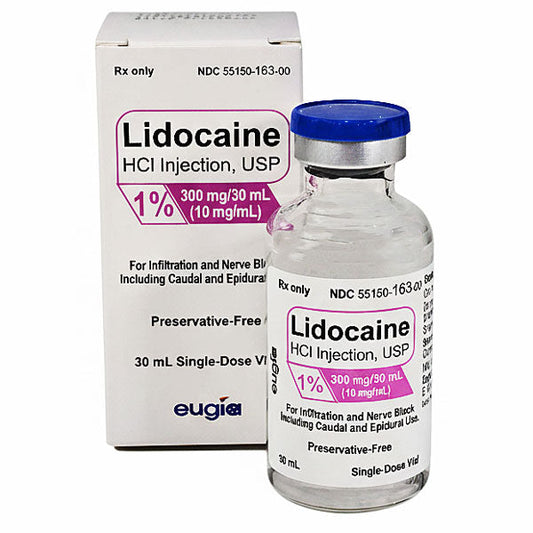Lidocaine 1% Hydrochloride Injection 30 mL Single-Dose Vial, Eugia (Rx)