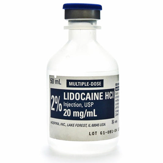Lidocaine 2%, Lidocaine Injection Numbing Shot 20 mL Multi-Dose Vials Hospira Pfizer 25/tray (Rx)