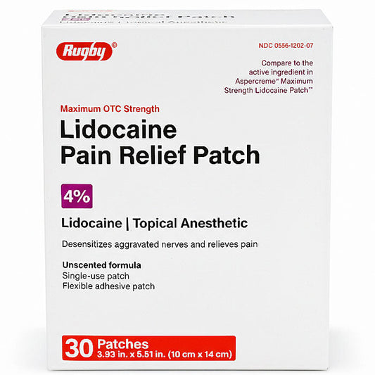 Lidocaine 4% Pain Relief Patches Topical Anesthetic Skin Adhesive Patches (30 Count)