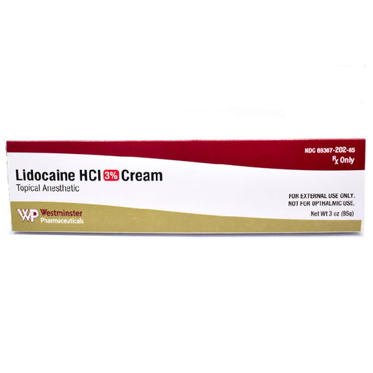 Lidocaine Cream 3% Topical Anesthetic 85 grams (Rx)