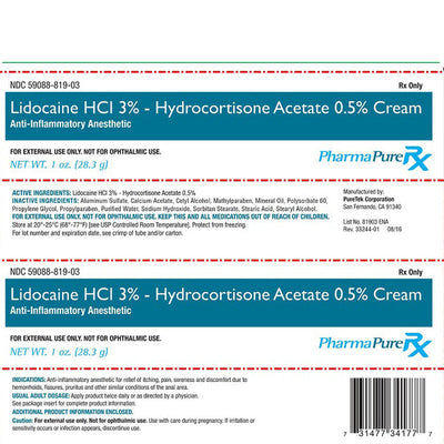 Lidocaine HCI 3% with Hydrocortisone Acetate 0.50% Rectal Relief Cream (Rx)