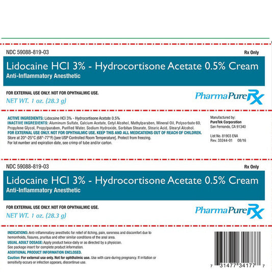 Lidocaine HCI 3% with Hydrocortisone Acetate 0.50% Rectal Relief Cream (Rx)