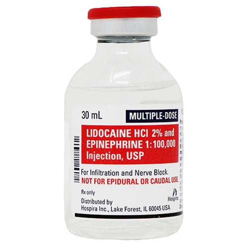 Lidocaine HCL 2% and Epinephrine 1% 1:100,000 for Injection 30 mL Multiple Dose, 25/Pack (Rx)  Exp : 12/31/26