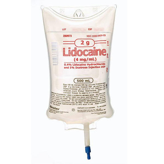 IV Bags, Lidocaine HCL in Dextrose 5% IV Bags 500 mL for Intravenous Therapy Injection 18/Case (RX)