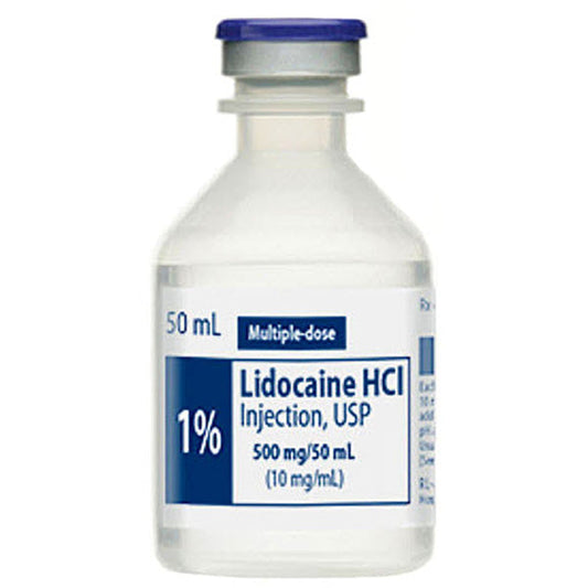 Lidocaine for Injection 1% Local Anesthetic, Hospira Multiple Dose Vials  50 mL 25/Pack (Rx)