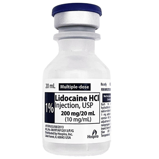 Lidocaine 1%, Lidocaine Injection 20 mL Multiple Dose Vial Hospira 25/Pack (Rx)