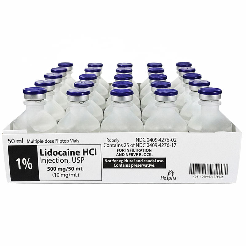 Lidocaine Hydrochloride 1% Injection 50 mL Multiple Dose, 25/Pack (Rx)