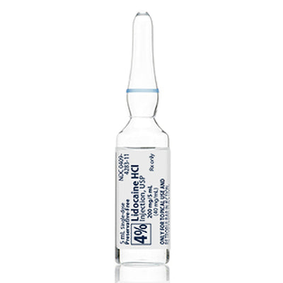Lidocaine Hydrochloride 4% Injection 40 mg/mL Glass Ampules 5 mL x 25/tray (Rx)