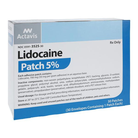 Lidocaine Patches 5% Adhesive by Teva 30 Count (Rx)
