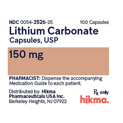 Lithium Carbonate 150 mg Capsules 100 Count (RX)