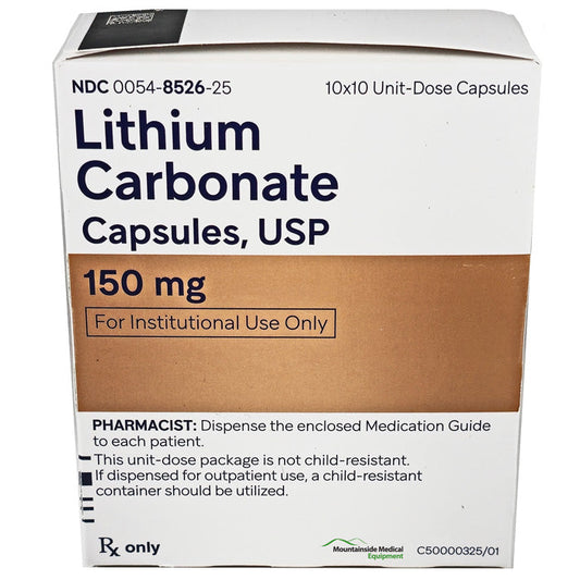Lithium Carbonate 150 mg Capsules 100 Count (RX)
