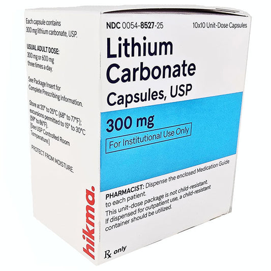 Lithium Carbonate 300 mg Capsule 100 Count (RX)