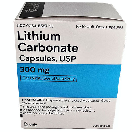 Lithium Carbonate 300 mg Capsule 100 Count (RX)