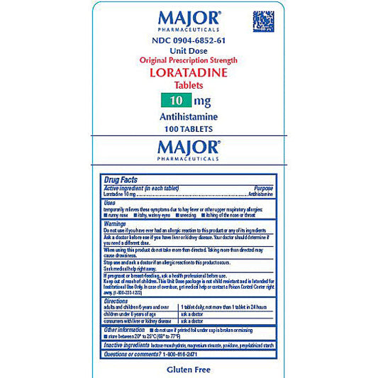 Loratadine 10 mg Antihistamine Unit Dose Packets 100 Per Box