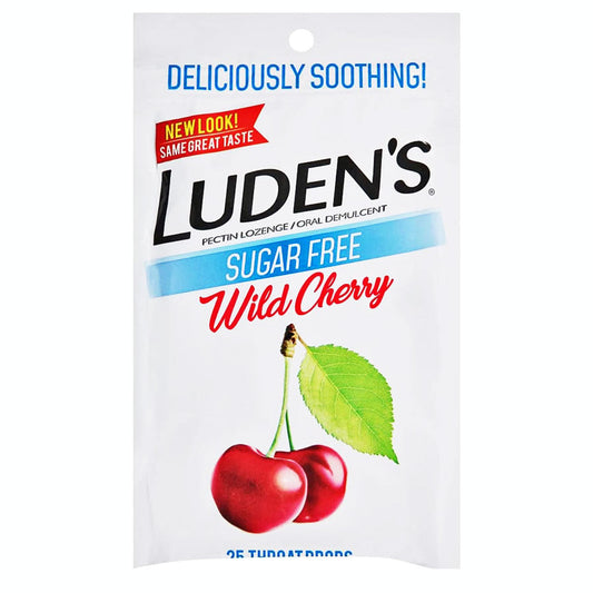 Luden's Wild Cherry Sore Throat Drop Lozenges (Sugar-Free) 25 Count