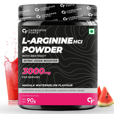 Carbamide Forte L Arginine Powder Supplement 3000mg | Pre-workout for men & women | L Arginine Supplement | Beet Root Powder - Masala Watermelon Flavour - 90g