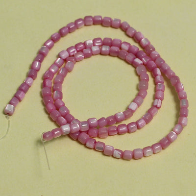 1 String, 3x3mm Hot Pink Tyre Mother of Pearl Shell Beads