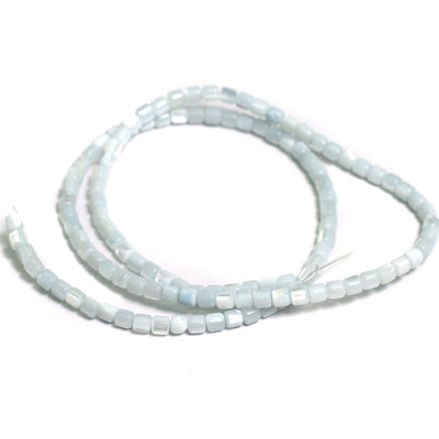 1 String, 3x3mm Sky Blue Tyre Mother Of Pearl Shell Beads