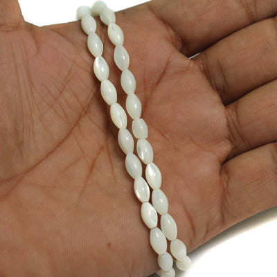 1 String, 9x6mm Off White Oval Mother Of Pearl Shell Beads