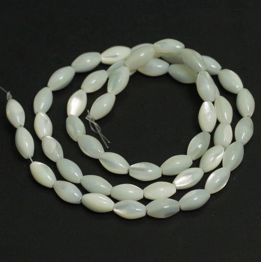 1 String, 9x6mm Off White Oval Mother Of Pearl Shell Beads