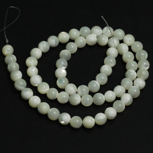 1 String, 3mm Off White Round Mother Of Pearl Shell Beads