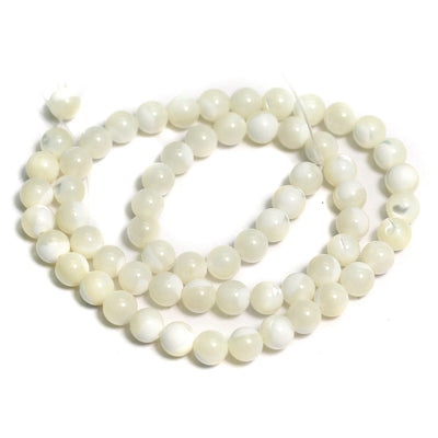 1 String, 3mm Off White Round Mother Of Pearl Shell Beads
