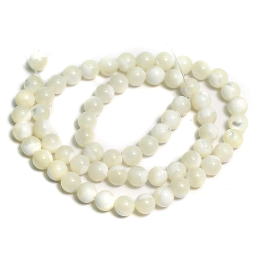 1 String, 3mm Off White Round Mother Of Pearl Shell Beads