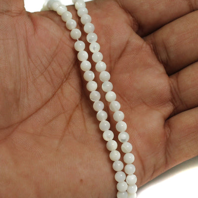 1 String, 6mm Off White Round Mother Off pearl Shell Beads