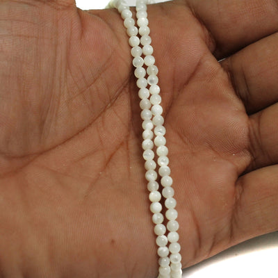 1 String, 7mm Off White Round Mother Of Pearl Shell Beads