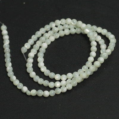 1 String, 7mm Off White Round Mother Of Pearl Shell Beads