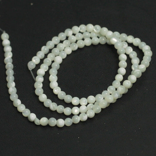 1 String, 7mm Off White Round Mother Of Pearl Shell Beads