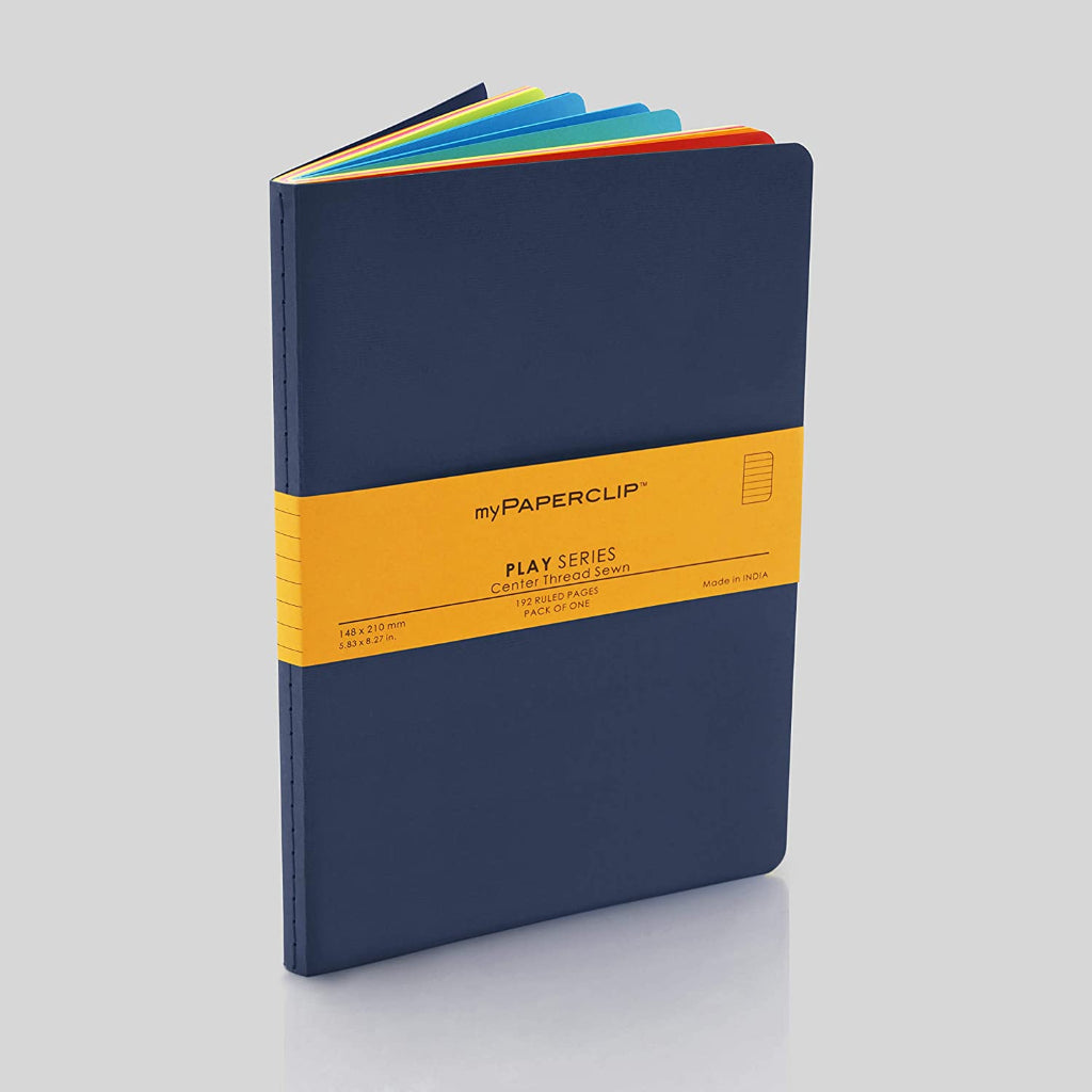 Mypaperclip Play Series Notebook, A5 (148 X 210 Mm, 5 .83 X 8.27 In.) Ruled, Multi-Colour Pscs192A5-R - Blue