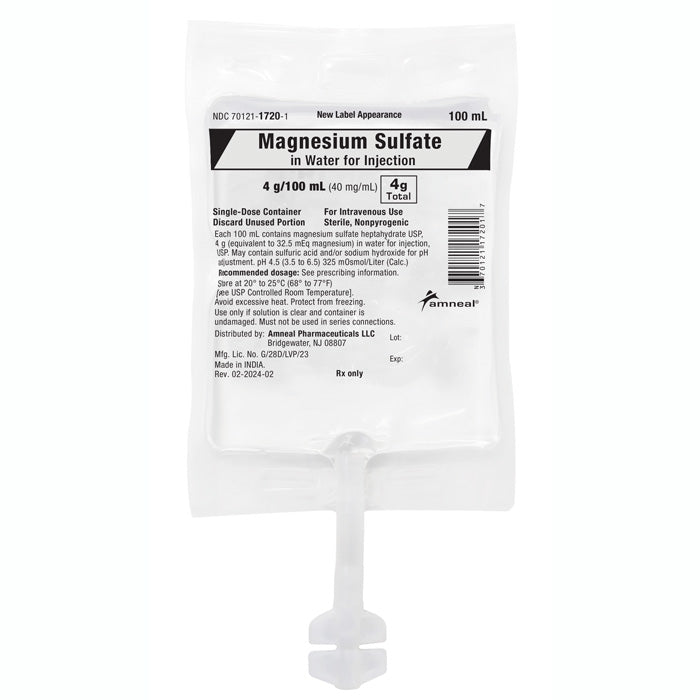 IV Bags Magnesium Sulfate 4% in Water IV Bags 100 mg x 24/Case (RX)