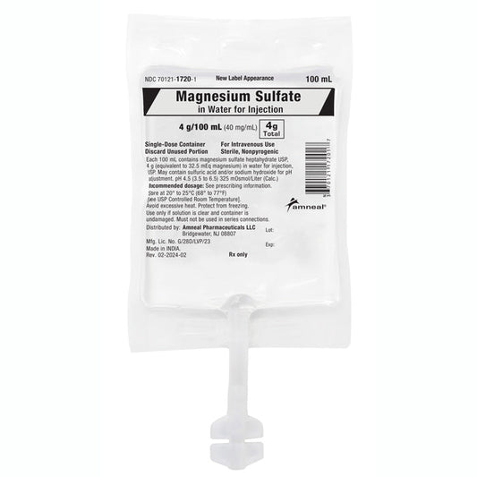 IV Bags Magnesium Sulfate 4% in Water IV Bags 100 mg x 24/Case (RX)