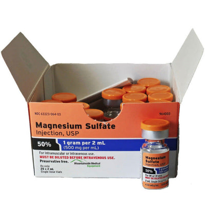 Magnesium Sulfate Injection 50%, 1 Gram Per 2 mL Single-Dose Vials (Rx)