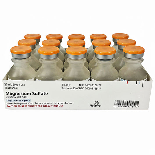 Magnesium Sulfate Injection 50% Single Use Vial 10 gram/20mL (0.5/mL)  20mL , 25/pack (Rx)