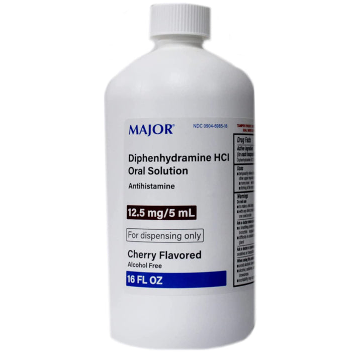 Diphenhydramine HCI Oral Solution 12.5 mg Per 5 mL, Cherry Flavor 16 oz