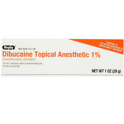 Dibucaine 1% Topical Anesthetic Hemorrhoidal Ointment, Itching & Burning Relief, 28 gram tube