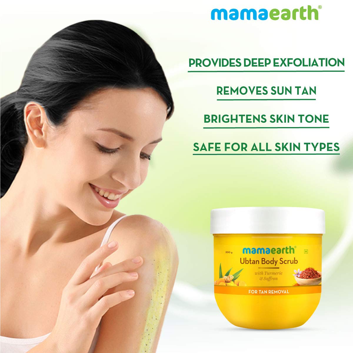 Mamaearth Ubtan Body Scrub with Turmeric and Saffron for Tan Removal (200 gm)