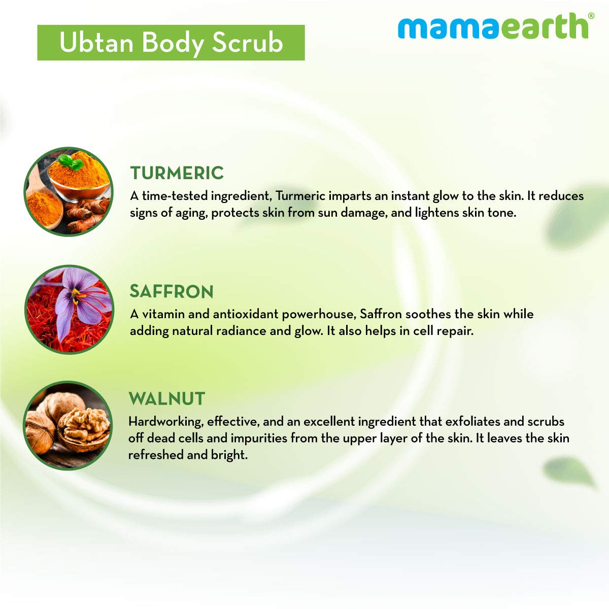 Mamaearth Ubtan Body Scrub with Turmeric and Saffron for Tan Removal (200 gm)