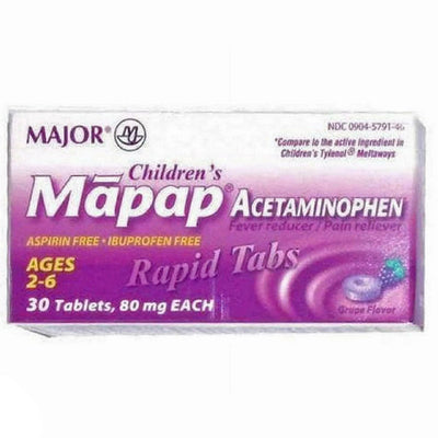 Children's Acetaminophen Rapid Dissolve Tablets 80 mg, Grape Flavor, 30 Count