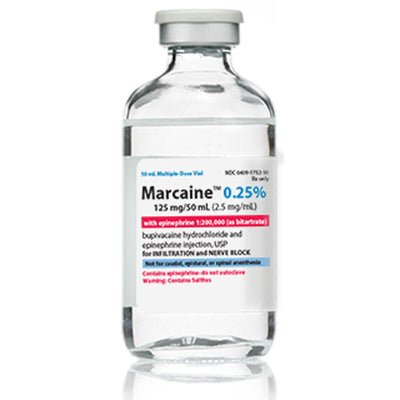 Marcaine (Bupivacaine Hydrochloride) 125 mg/50 mL with Epinephrine 1:200,000 Injection 0.25% Multi-Dose 50mL Vial (Rx)