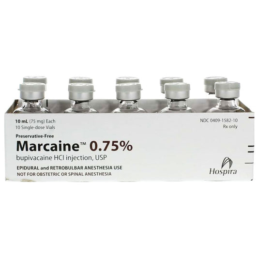 Marcaine (Bupivacaine Hydrochloride) 0.75% Injection 10 mL Vials, 10/pack (Rx)