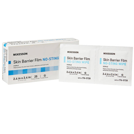 No Sting Skin Barrier Film Wipes, Sterile, Individual Wrapped 25/Box