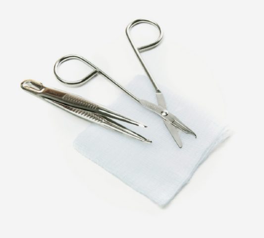 Suture Removal Kit with Metal Scissors & Forceps